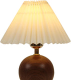 Ceramic Globe Table Lamp – Walnut Base, Beige Shade