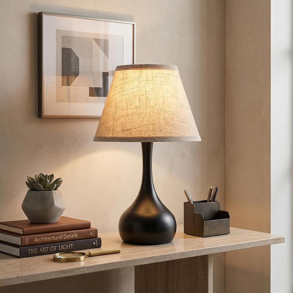 Touch Bedside Table Lamp – 3-Way Dimmable with Fabric Shade