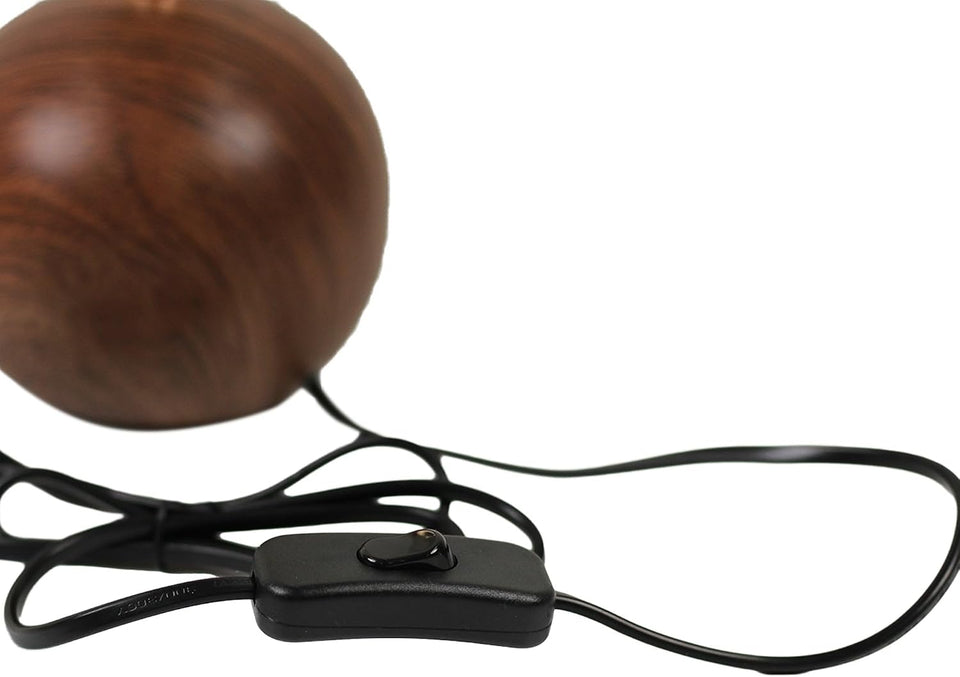 Ceramic Globe Table Lamp – Walnut Base, Beige Shade