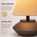 Farmhouse Ceramic Table Lamp – Black Base, Linen Shade