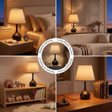 Touch Bedside Table Lamp – 3-Way Dimmable with Fabric Shade