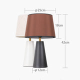 Modern Bedside Table Lamp – Linen Shade, Black Metal Base