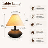 Farmhouse Ceramic Table Lamp – Black Base, Linen Shade